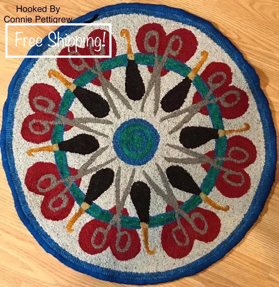 Rug Hookers Wreath 24inch Round Paper Pattern Only