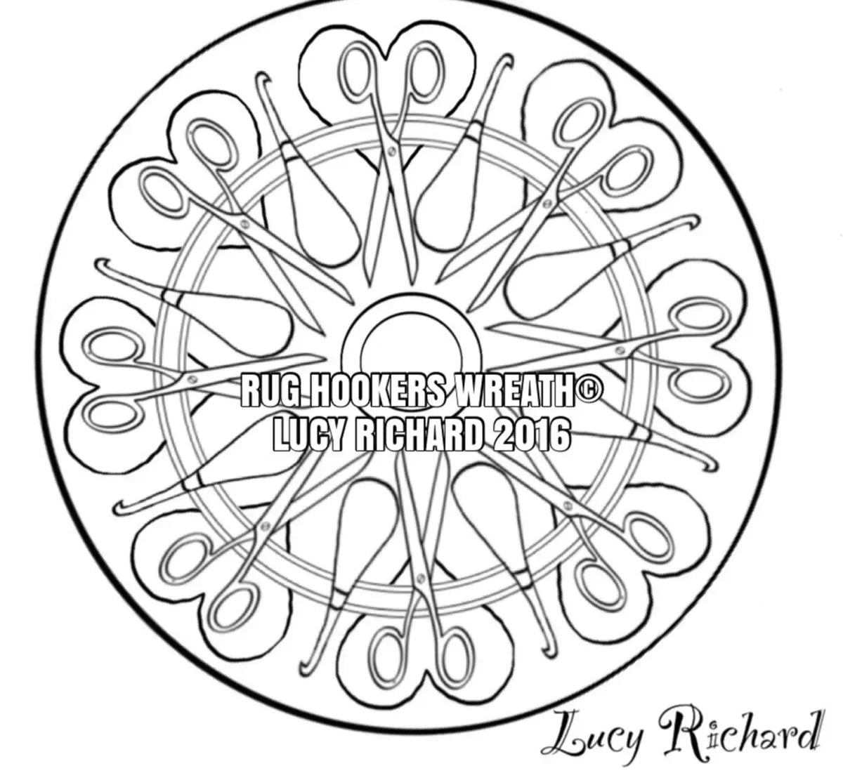Rug Hookers Wreath 24inch Round Paper Pattern Only