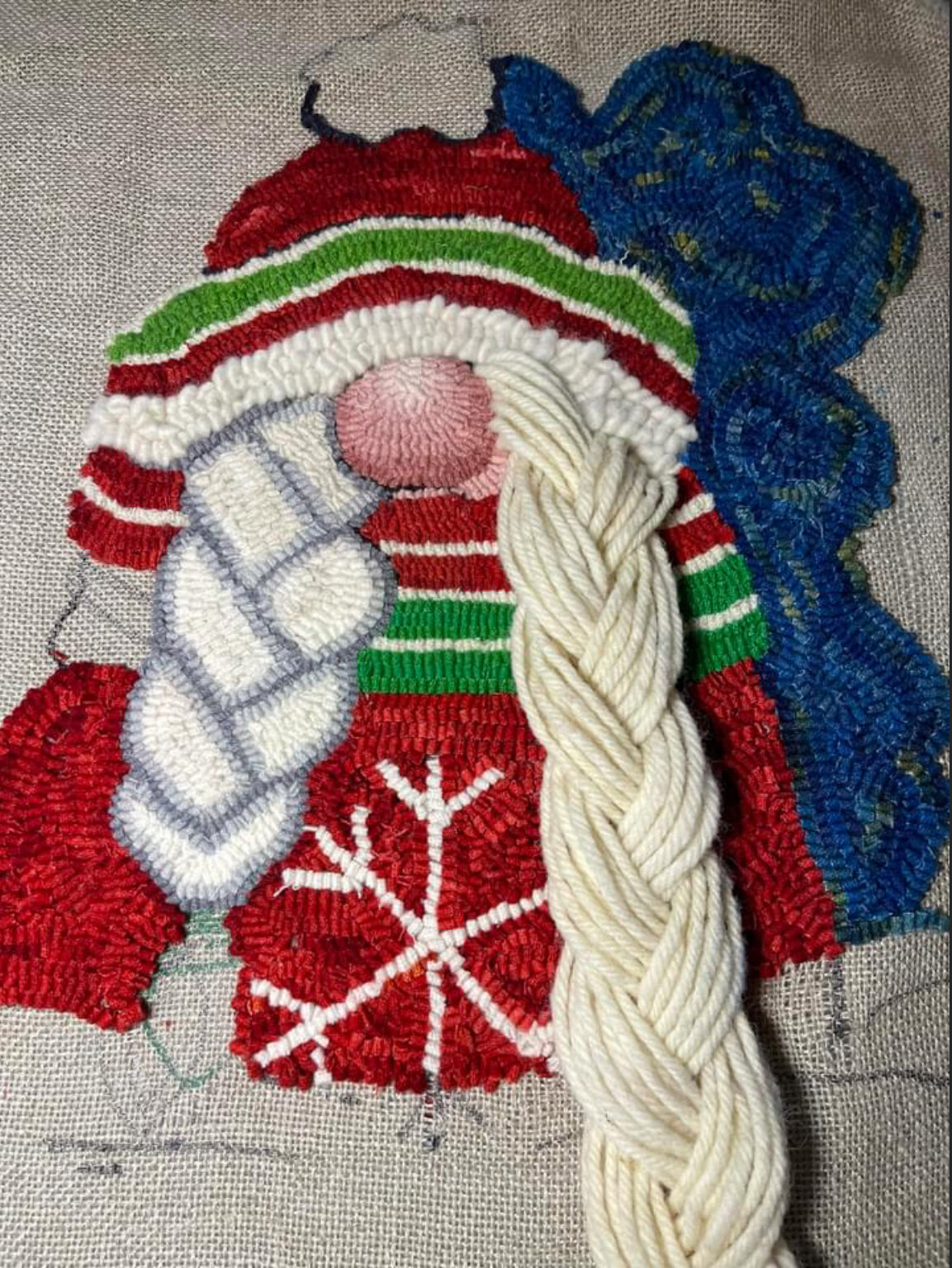Greta the Gnome Pattern on *choice of Linen or Monks Cloth* Nose guide and Wool Nose Strips included