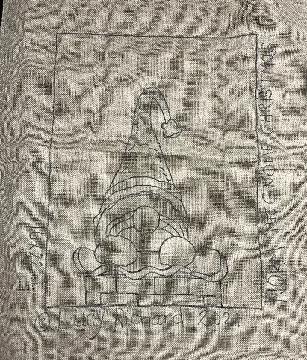 Norm the Gnome Christmas Pattern *Choice of Monks Cloth or Linen*. Nose Guide & Nose Strips Included
